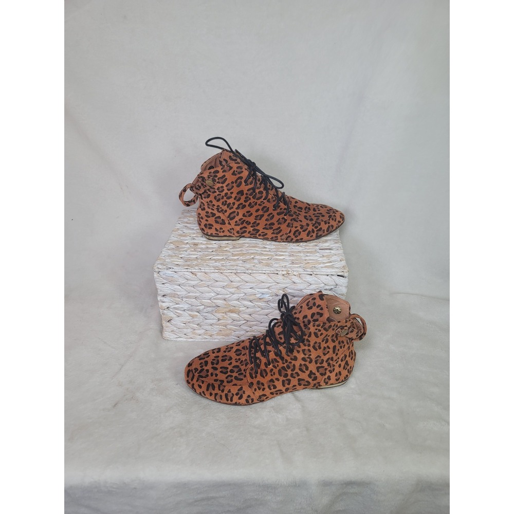 Y2K Animal‎ Print Booties Cheetah Ankle Flats Retro Party Festival Size 7.5-8